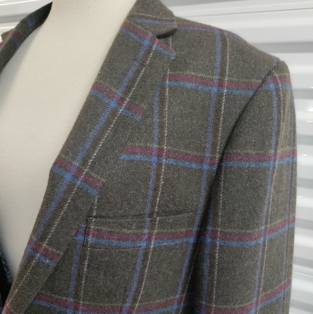 Linea Oumo | Plaid Suit Jacket Blazer Men's Size 42 REGULAR Brown/Burgundy/Blue